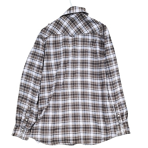 Mens LT Berne Apparel Brown Plaid Flannel Pearl Snap Western Cabincore Shirt ♥️ - Picture 3 of 7